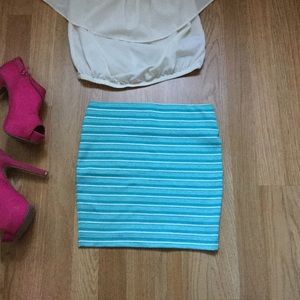 Stripped Aqua & White Mini Skirt🦋☁️